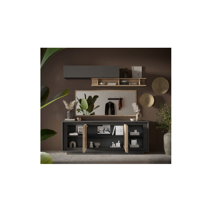 Buffet SKY 4 portes – Finition Mercure / Anthracite Buffet SKY 4 portes – Finition Mercure / Anthracite